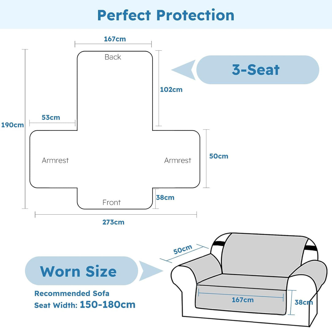 PETCUTE Sofabezug Sofaüberwurf Anti-Rutsch Sofa schonbezug wasserdichtes Sofabezüge 3 Sitzer Quilted
