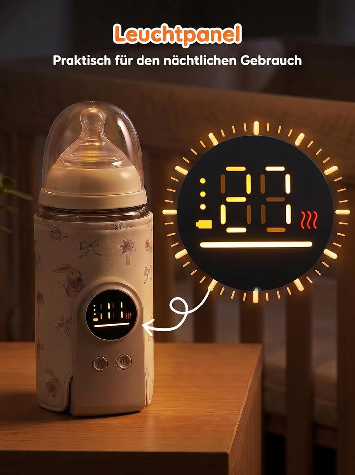 Flaschenwärmer Baby Unterwegs mit 6-10h Wärmehaltung | 6 Temperaturstufen 38-50℃, 8000mAh Akku &amp; 18W