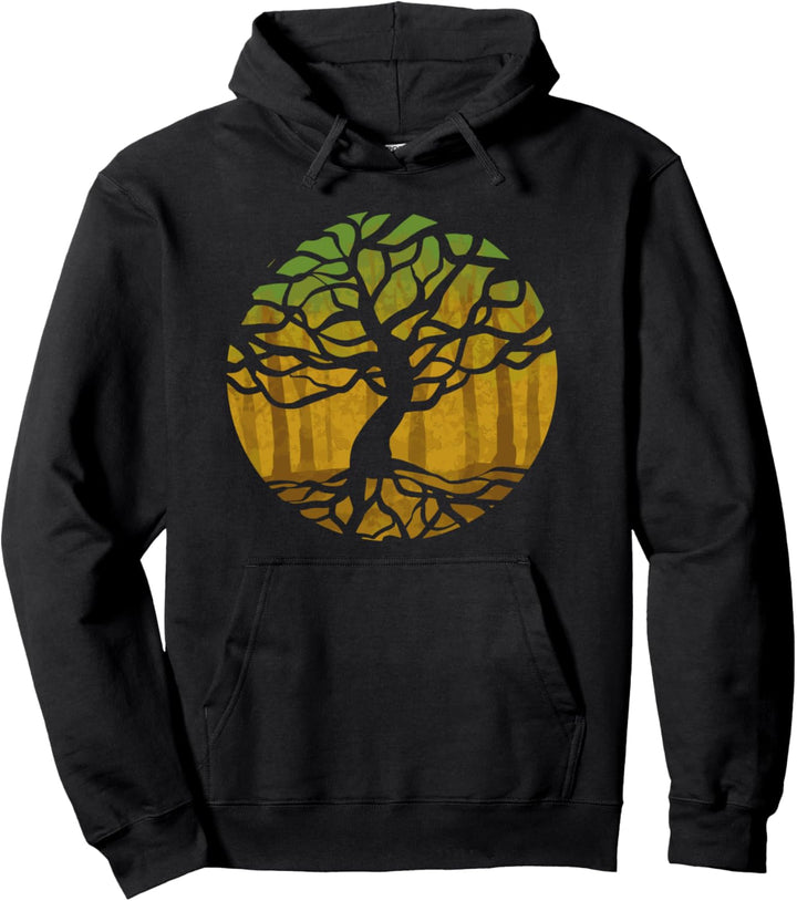 Meditations- und Yoga-Lebensbaum im Wald Geschenk Pullover Hoodie