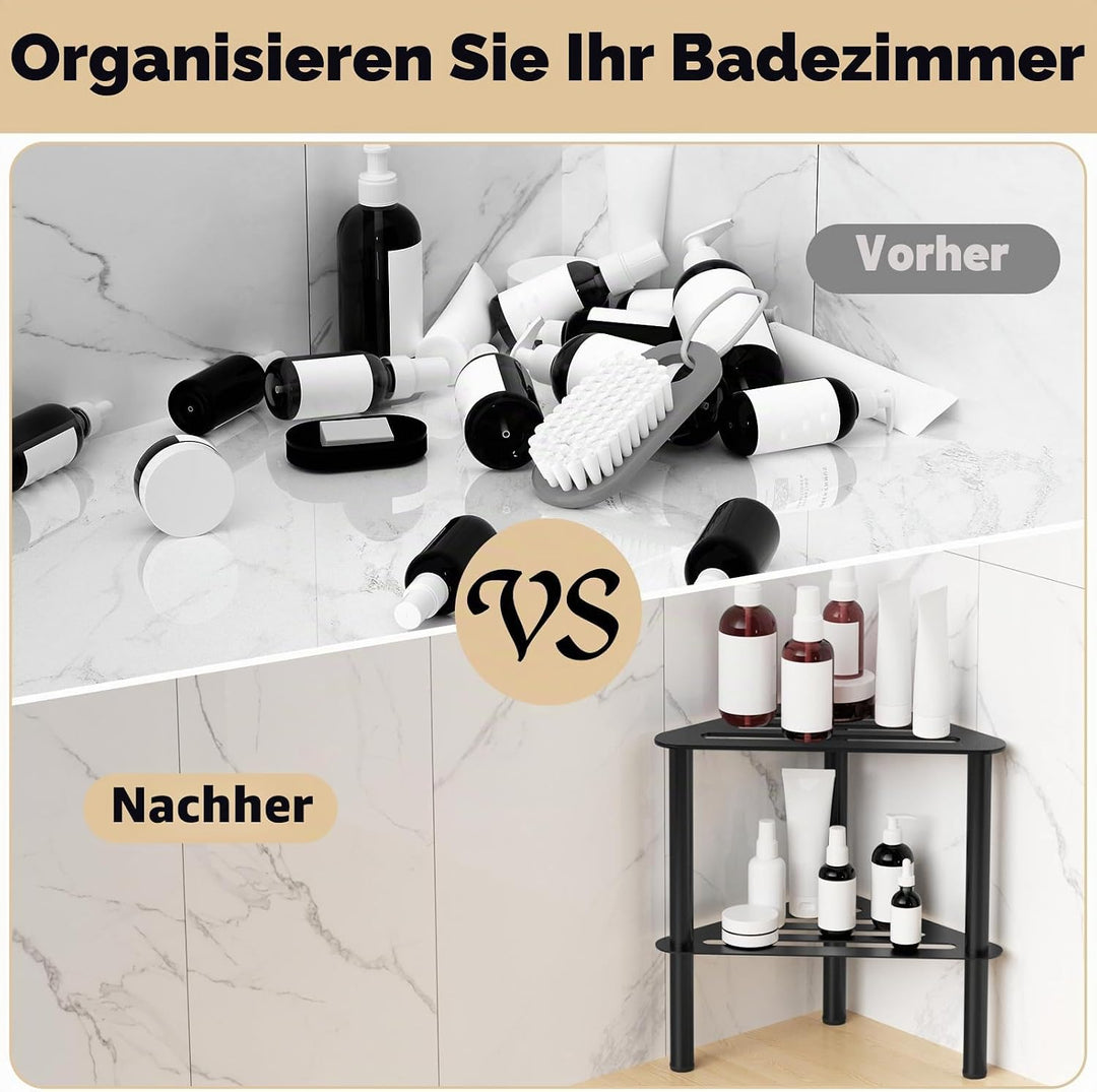 Rostfreier-Eck-Duschfusshocker, Duschfussstützenbank mit Ablagefach für Innendusche, 36CM Höhe, 150K