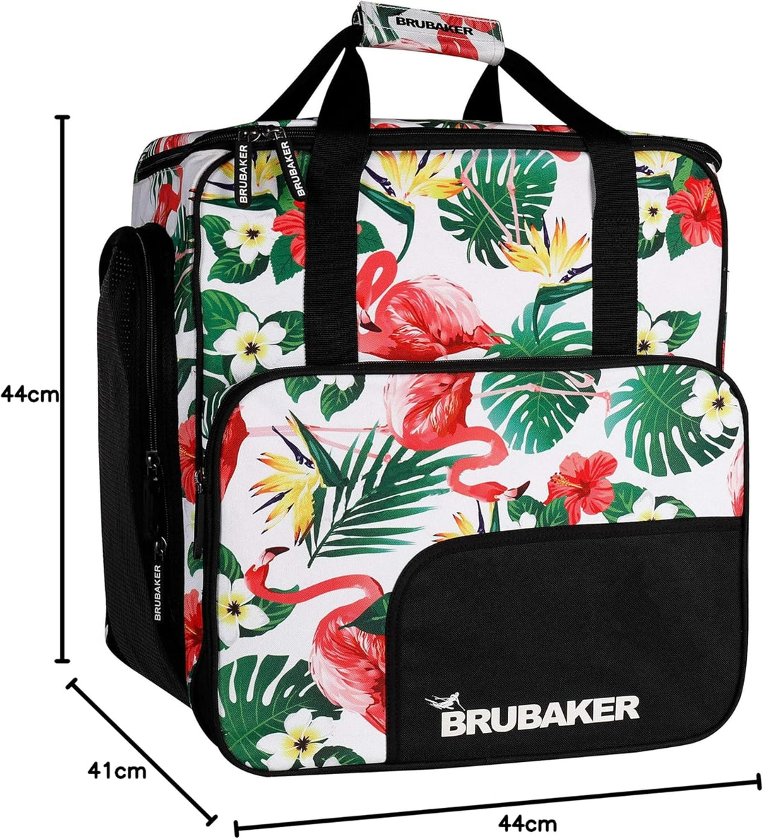 BRUBAKER CarverSpotlight Skischuhtasche Helmtasche Rucksack mit Schuhfach - Flamingos
