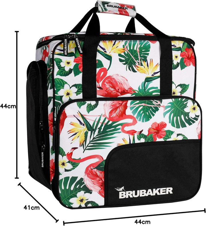 BRUBAKER CarverSpotlight Skischuhtasche Helmtasche Rucksack mit Schuhfach - Flamingos