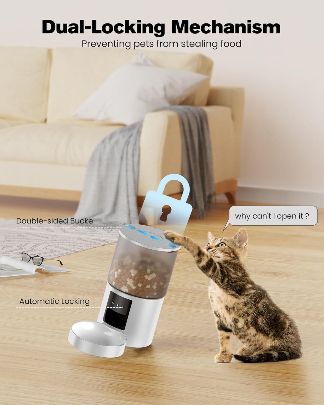 Futterautomat Katze Katzenfutter Automat WiFi: Futterspender Katze mit Massgeschneidert Zeitplan - A