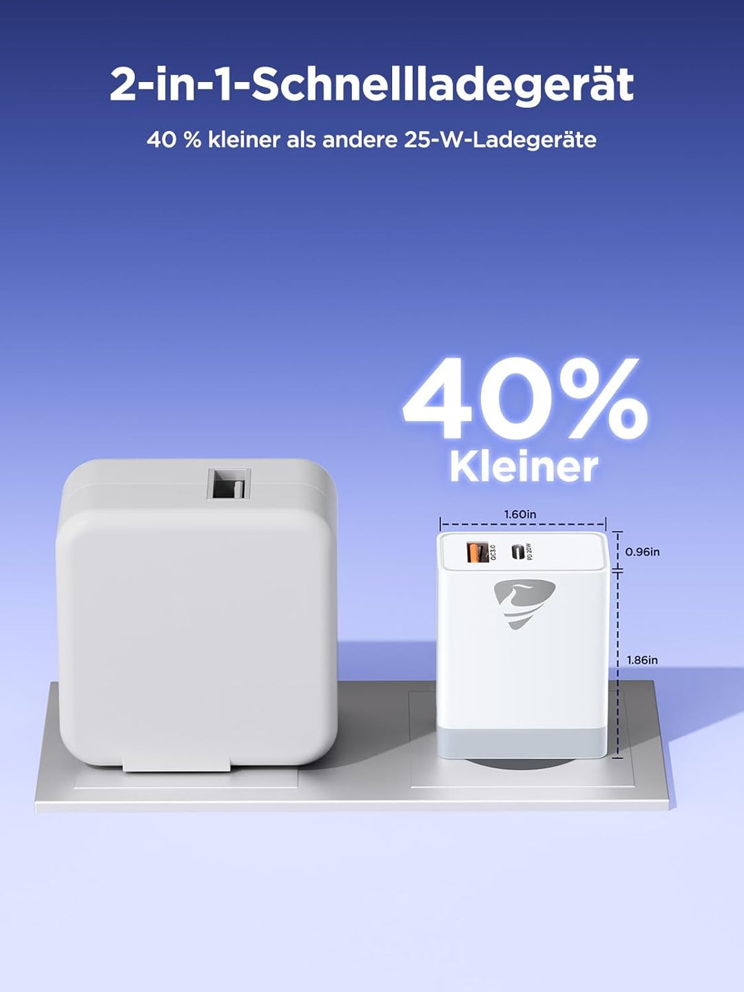 USB C Ladegerät, 2Pack USB C Netzteil Ladegerät Mehrfach mit USBC auf USBC Kabel 2M, 20W Schnelllade