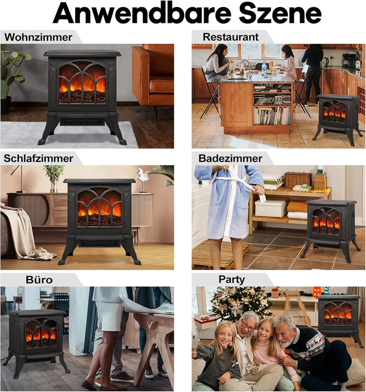 XMTECH 1500W Elektrokamin mit Heizlüfter Elektrischer Kamin Heizung , Heizer Ofen mit LED Kaminfeuer