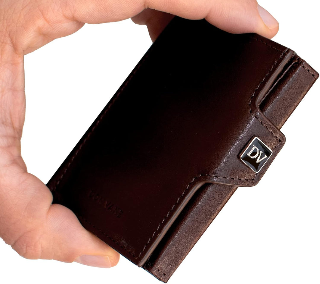 DON VANE Elite Pocket I Slim Wallet mit XL Münzfach I Mini Geldbörse Leder mit RFID Schutz I Kleines