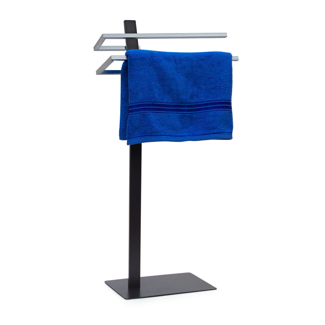 Relaxdays Handtuchständer GRAO H x B x T: 85 x 40 x 20 cm Handtuchhalter stehend mit 2 Armen &amp; verch