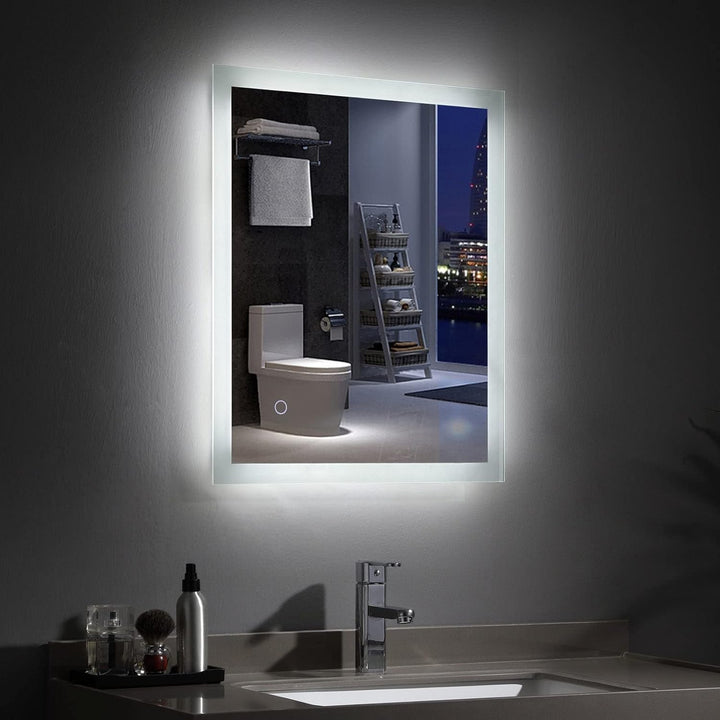 MIQU LED Badspiegel mit Beleuchtung 70x50 cm Badezimmerspiegel kaltweiss 6500K Lichtspiegel grosser