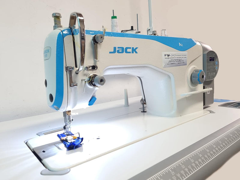 Konsew JACK A2 Industrienähmaschine mit automatischem Fadenabschneider aus Metall, Weiss, Blau