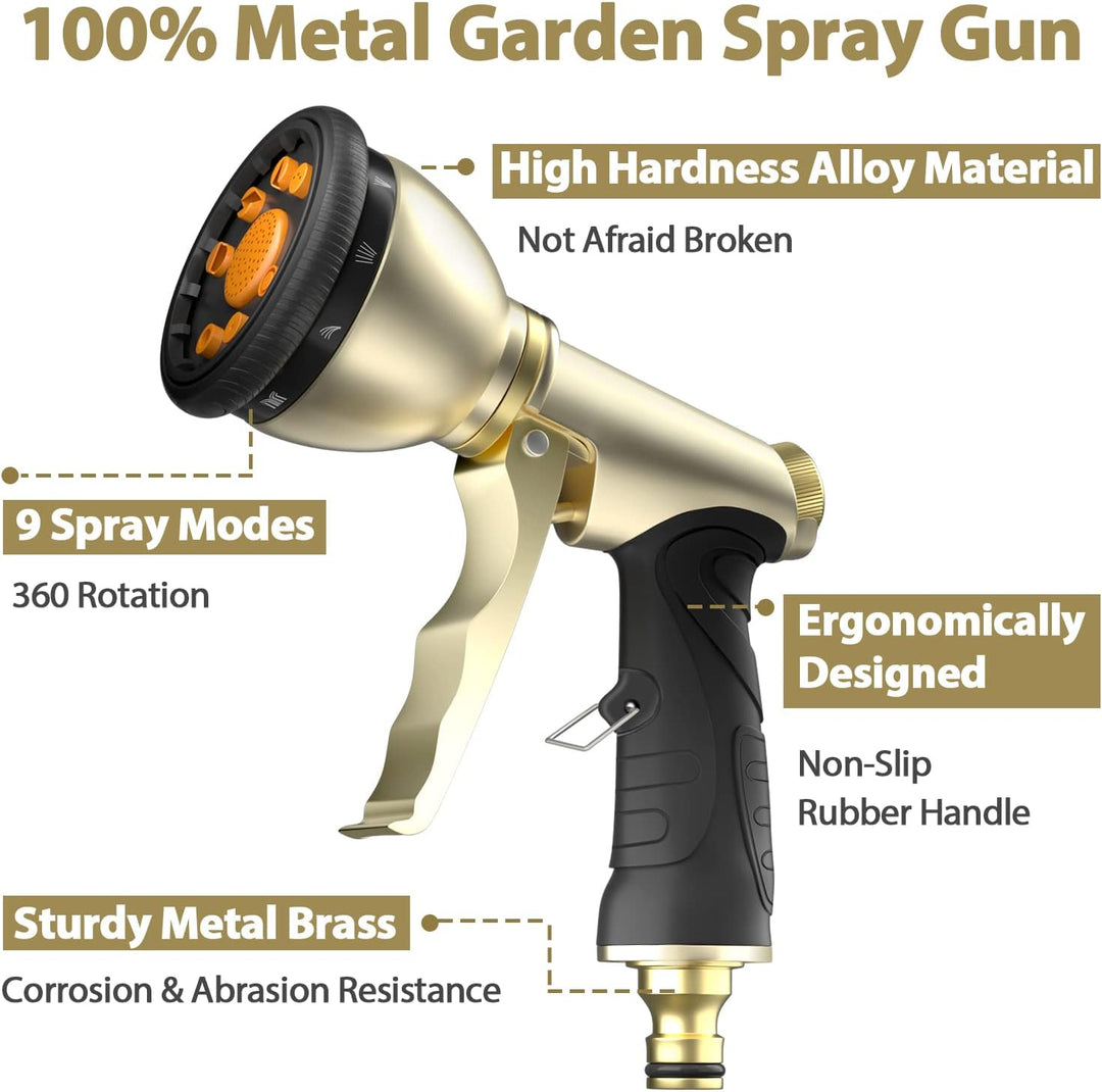Garten Handbrause Wasserspritze, 100% Robustes Metallgehäuse, mit Einstellbarem Wasserdurchfluss und