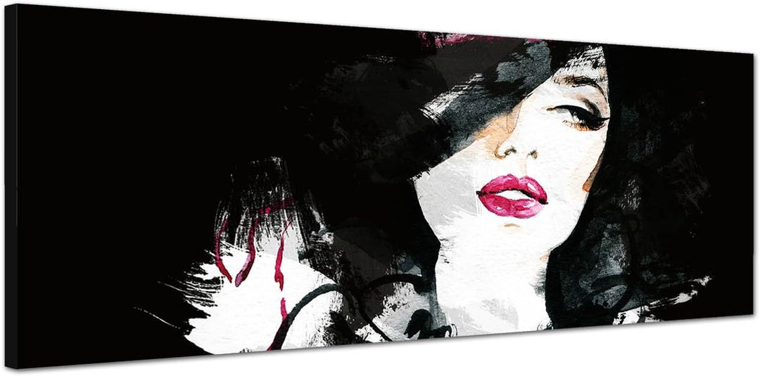 Paul Sinus Art Panoramabild auf Leinwand und Keilrahmen 150x50cm Handmalerei Mädchen Frau Gesicht