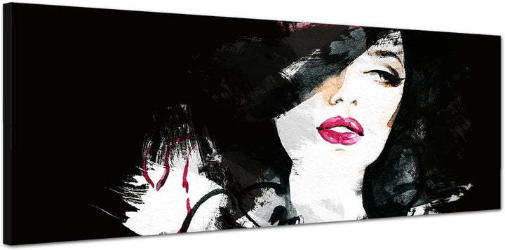 Paul Sinus Art Panoramabild auf Leinwand und Keilrahmen 150x50cm Handmalerei Mädchen Frau Gesicht