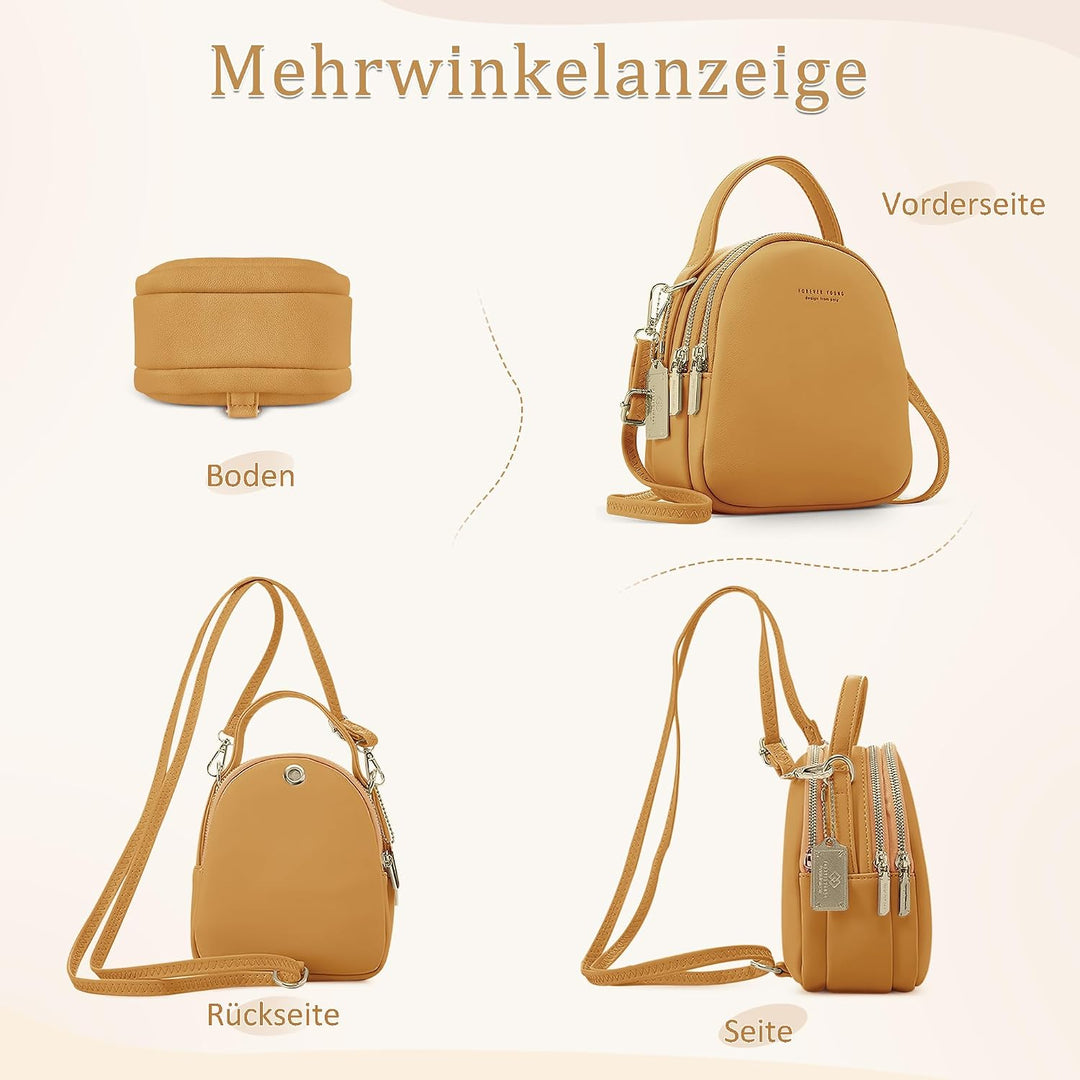 DORRISO Mini Damen Rucksack Elegant Tagesrucksack mit Kopfhörerloch Handtasche für Schule Reisen Läs