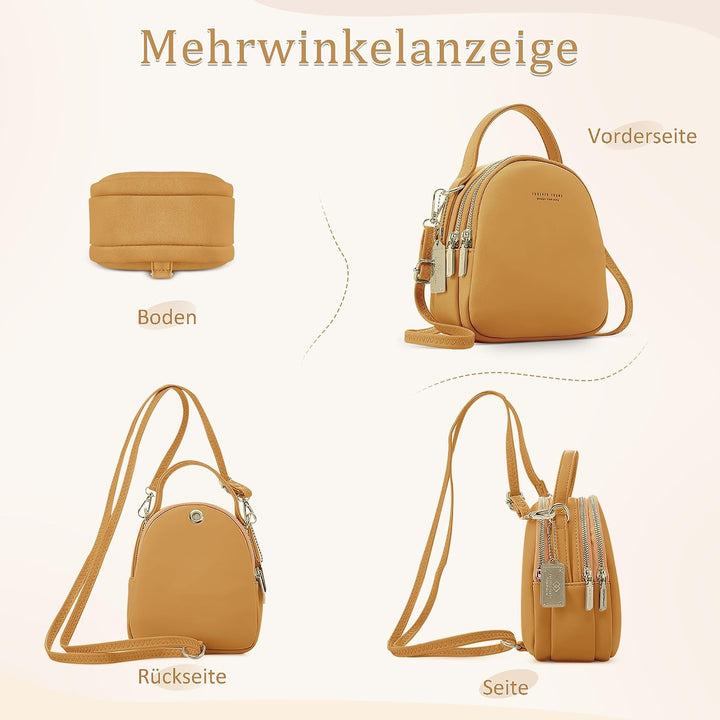 DORRISO Mini Damen Rucksack Elegant Tagesrucksack mit Kopfhörerloch Handtasche für Schule Reisen Läs