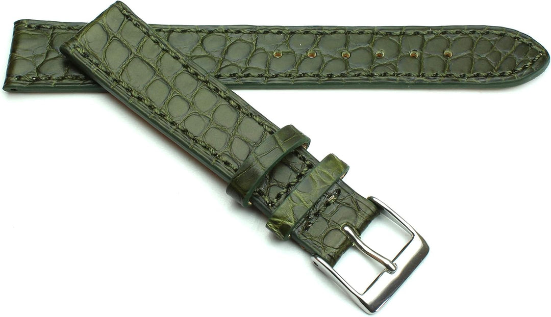 18mm Echt Alligator Klassik handgemacht in Deutschland Uhrenarmband Olive