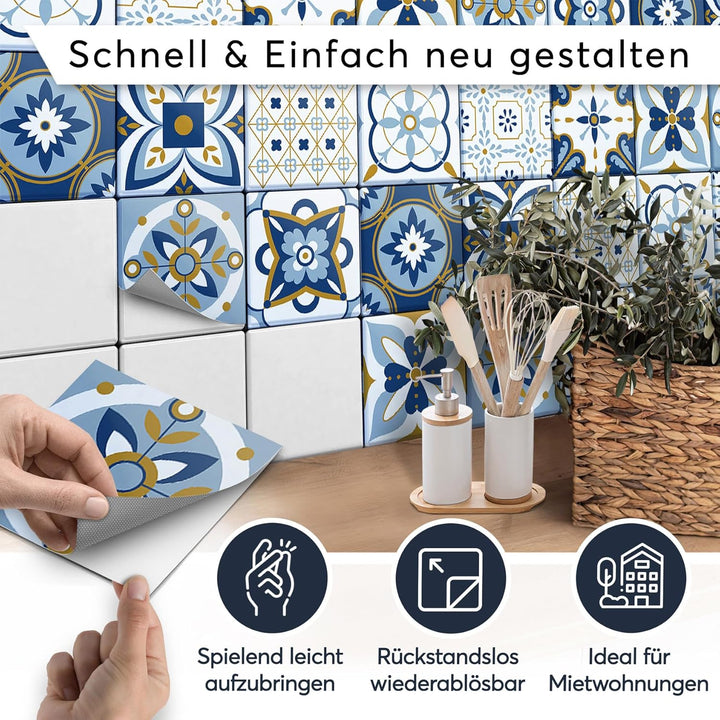 CREATISTO Klebefliesen Stickerfliesen Fliesenfolie - Klebe Folie für Wandfliesen I Klebefliesen Deko