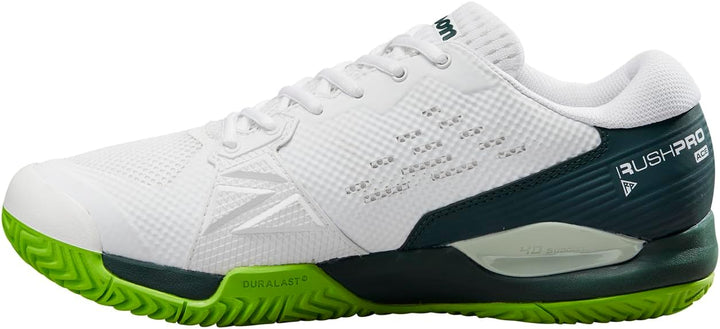 Wilson Herren Herren Rush Pro 4.0 BladeSneaker 43 1/3 EU White Ponderosa Pine Jasmine Green, 43 1/3