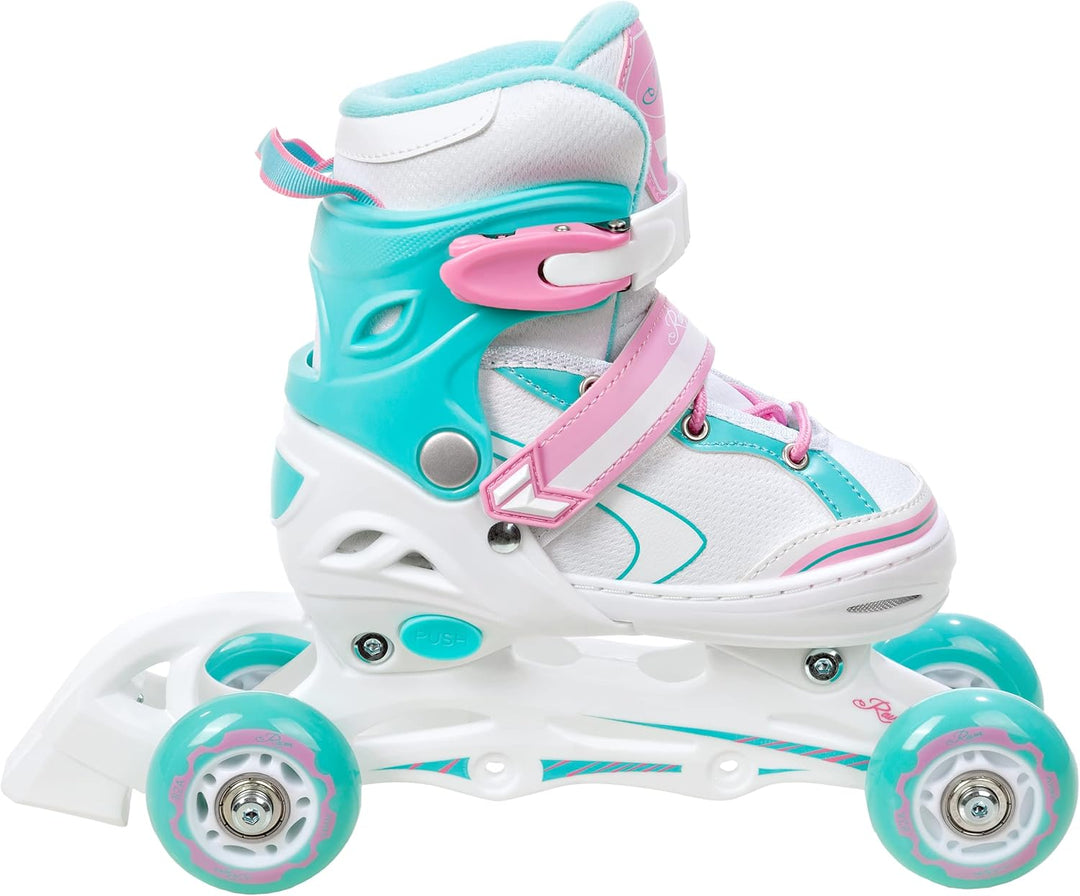 RAVEN 3in1 Inline Skates Triskates Rollschuhe Inliner für Kinder Mädchen verstellbar 34-37 (21,5cm-2
