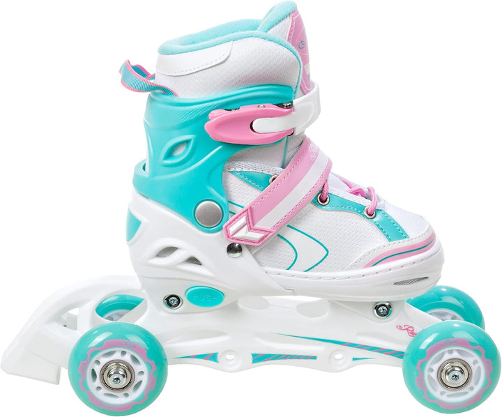 RAVEN 3in1 Inline Skates Triskates Rollschuhe Inliner für Kinder Mädchen verstellbar 34-37 (21,5cm-2