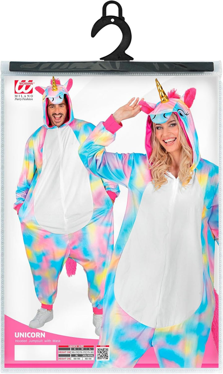 W WIDMANN MILANO Party Fashion - Tier Overall für Erwachsene, weicher Plüsch Jumpsuit mit Kapuze, Ti