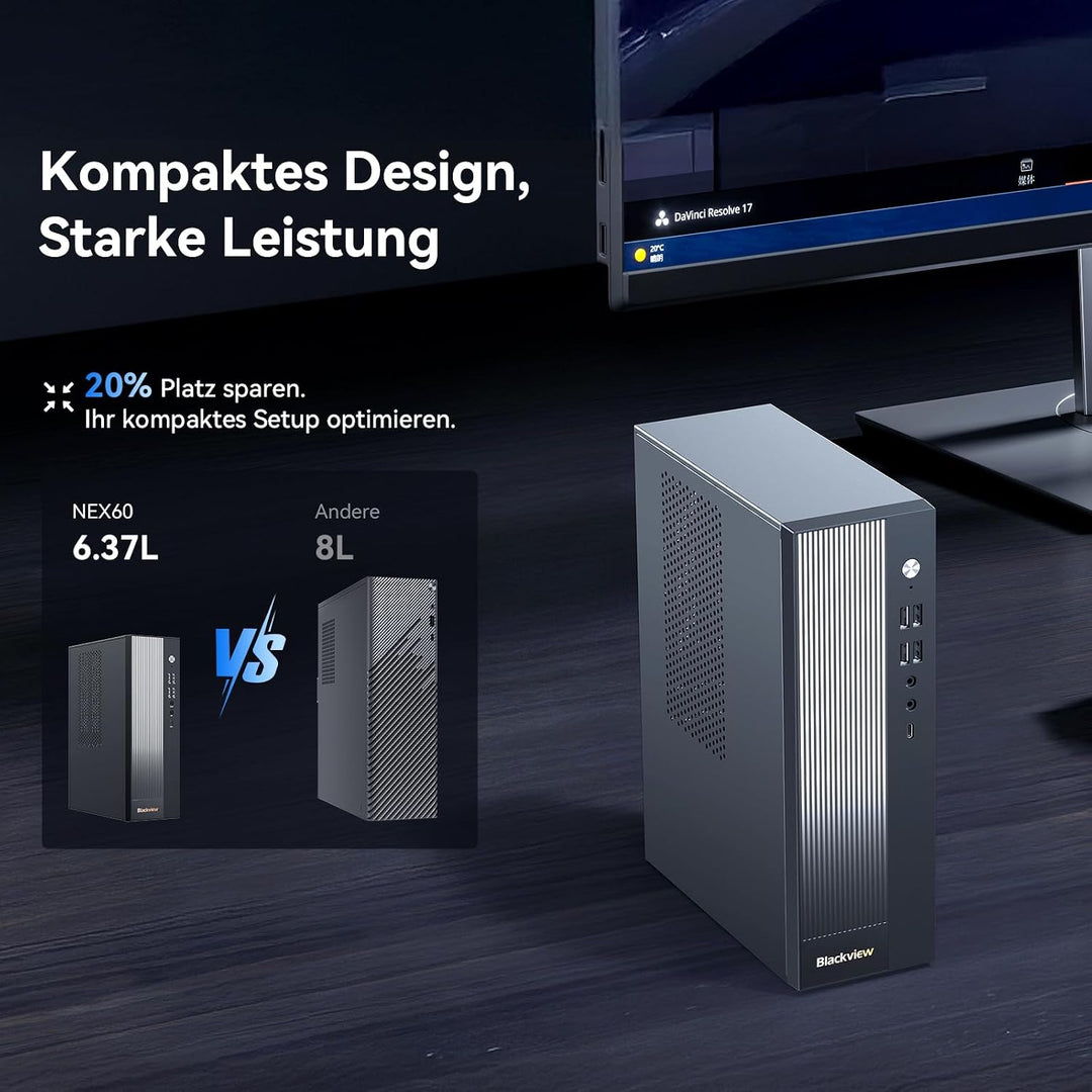 Blackview Tower PC Win 11 Pro, Intel Core 5 210H (bis 4.80 GHz, 13. Gen) Office Desktop PC (16GB RAM