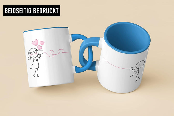 Trendation - Fernbeziehung Geschenk Tassen Set Partner Liebe Geschenk für Freundin Freund Liebesgest
