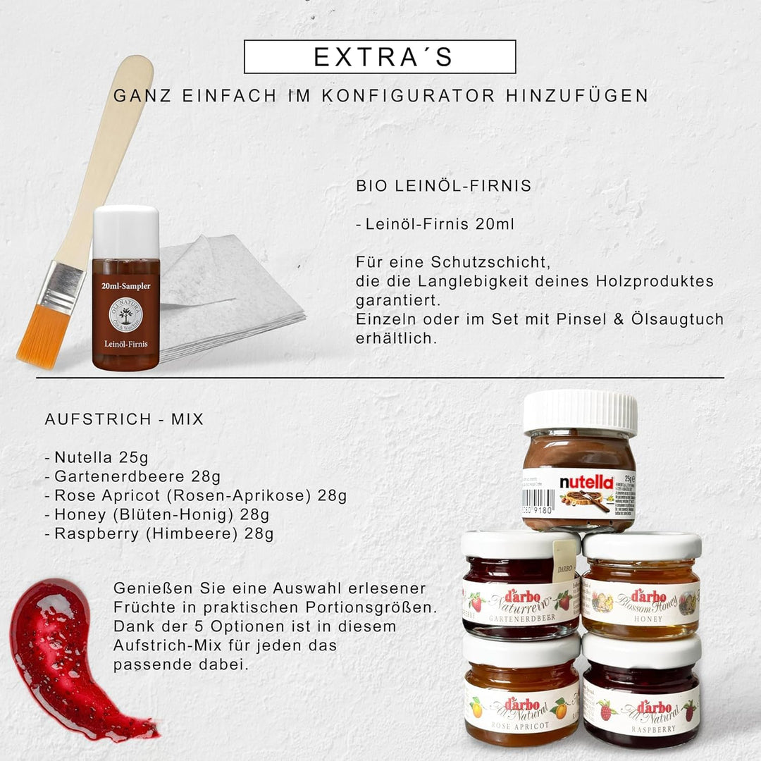 Personalisiertes Frühstücksbrettchen mit Messer, Wunsch-Name oder Text graviert – Geschenk-Idee Gebu