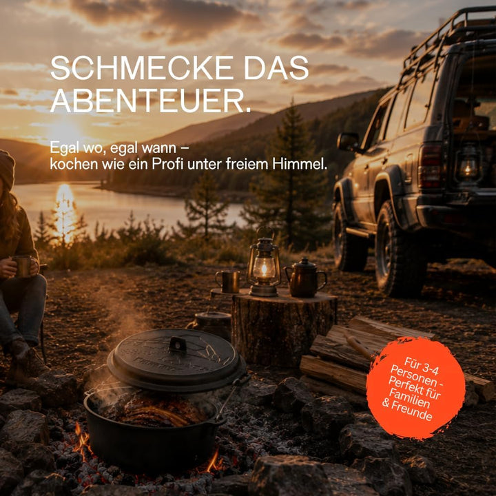 Petromax Dutch Oven Essential Line Set 3,5L - Gusseisen Feuertopf mit Zubehör 3,5 Liter Set, 3,5 Lit