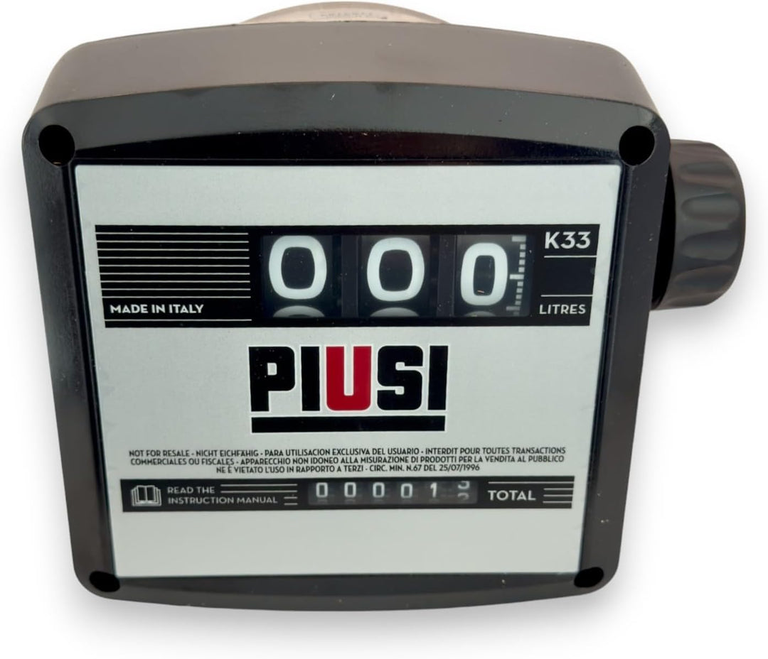 PIUSI Mechanischer Durchflussmesser mit 3 Ziffern für Kraftstoff und Schmierstoffe, Durchfluss bis z