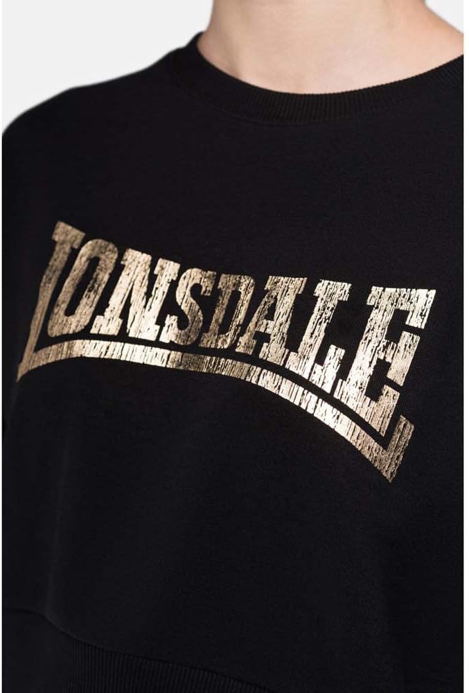 Lonsdale Damen Culbokie Sweatshirt XL Kurz Black/Gold, XL Kurz Black/Gold