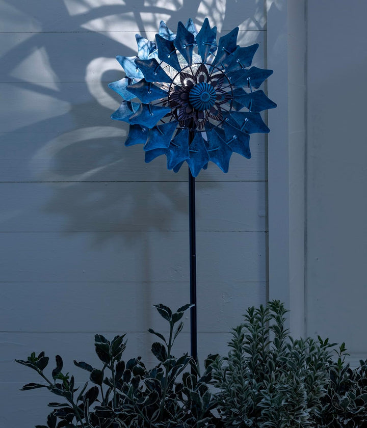 Dehner Riesen-Windrad Mola mit Solarlicht, warmweiss, 122 x 32 x 32 cm, IP44, Metall/Kunststoff/Glas