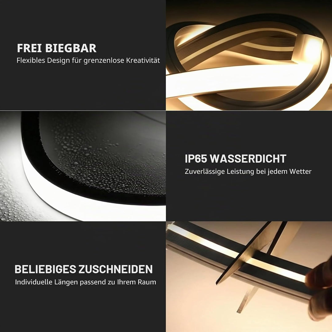 LED Profil Schwarz, LED Schiene Diffusor für Akustikpaneele Beleuchtung – 12x12mm Flexibles Silikon