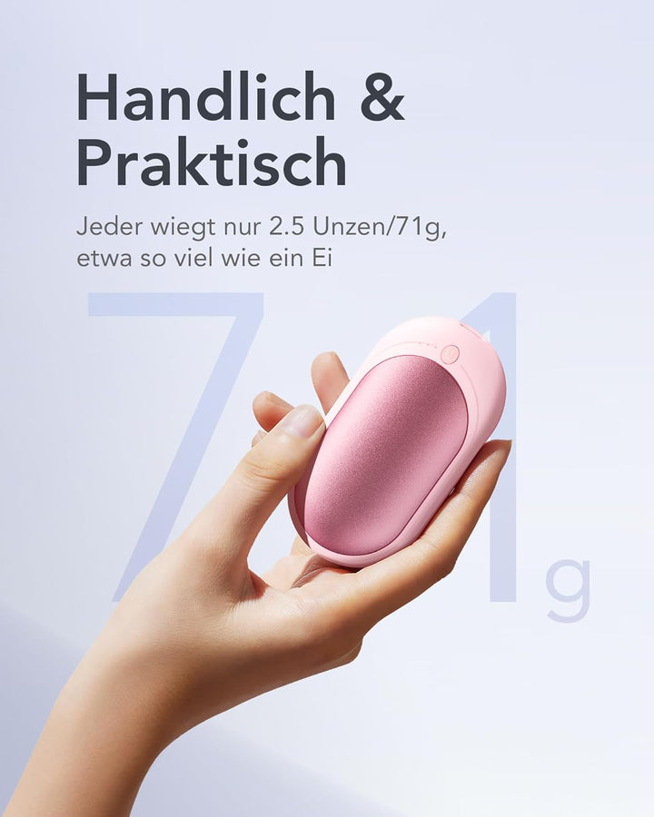 VEGER Handwärmer, Wiederaufladbar Taschenwärmer 2er-Pack mit 3 Stufen, Schnelle Wärme, Handlich & Pr