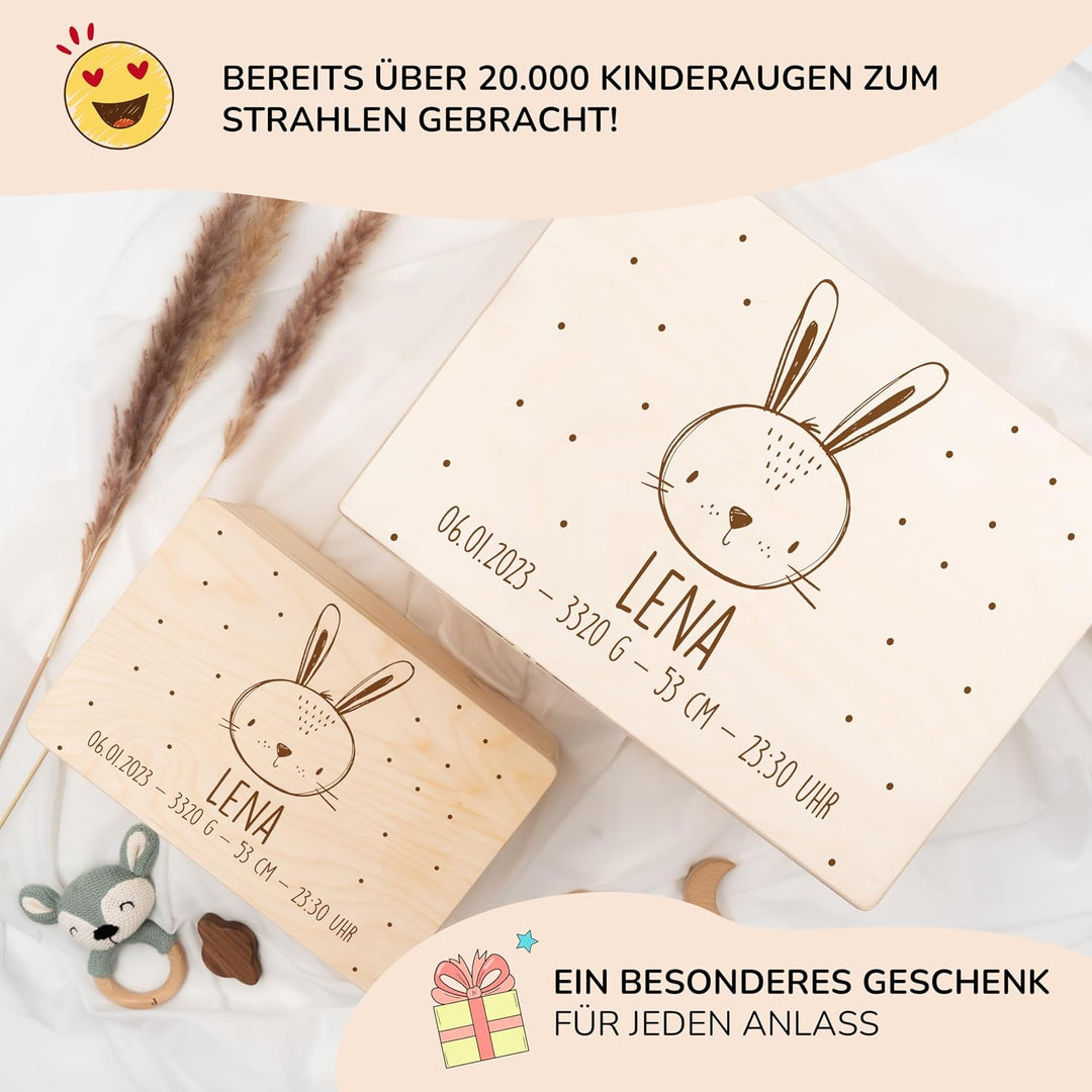 KIDSMOOD - Erinnerungsbox Baby, personalisierte Holzkiste mit Deckel, Ideal zur Aufbewahrung von Eri