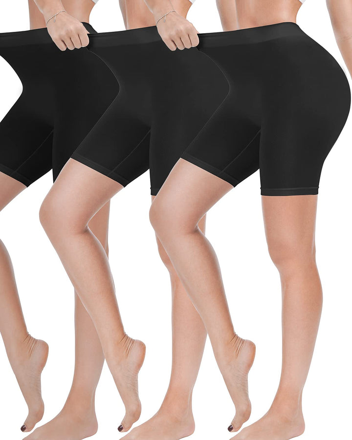 Damen Shorts Radlerhose Kurze, 3er Pack Anti Scheuern Unterhose für unter Kleider, Nahtlos Hohe Tail