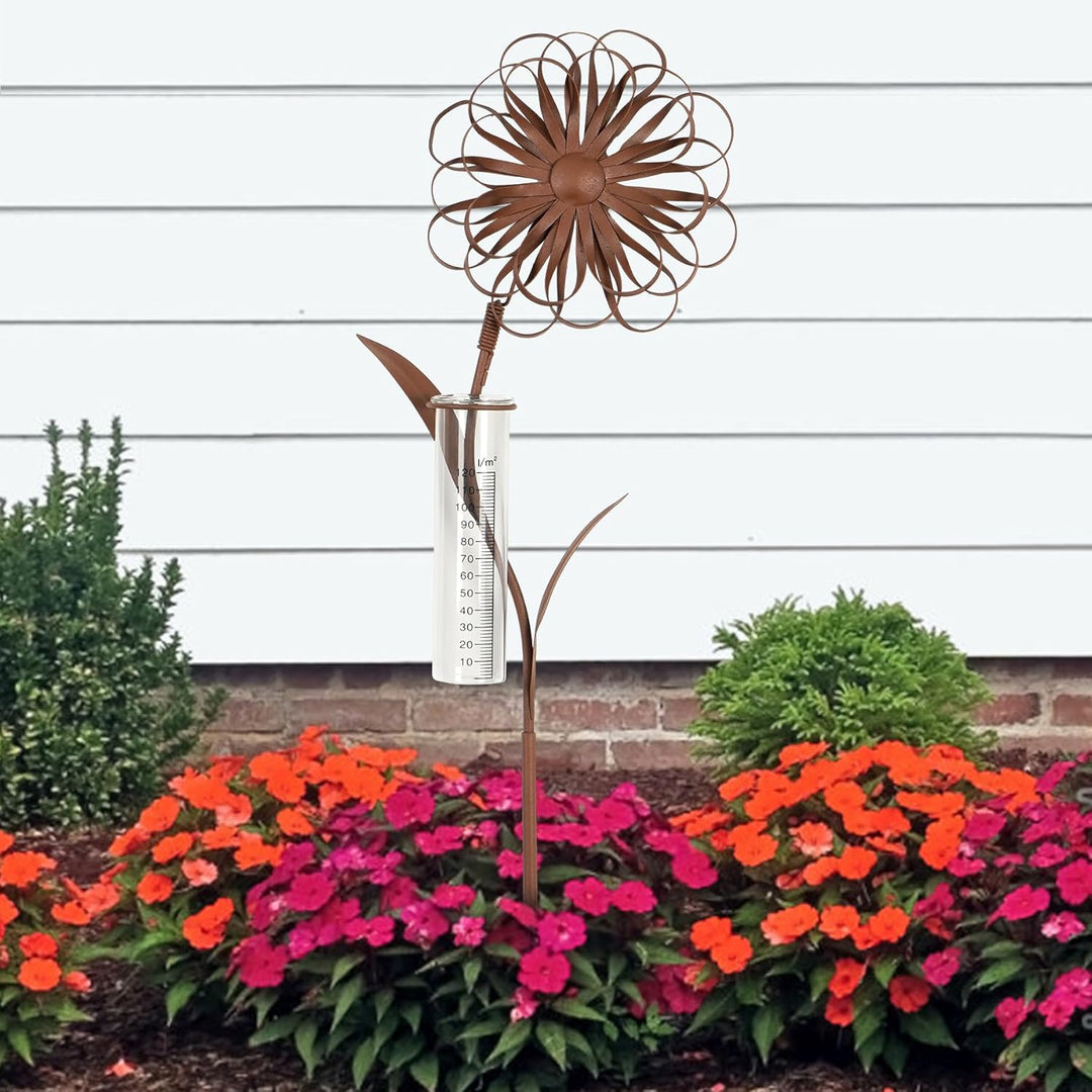 JUJOYBD Regenmesser für Garten Frostsicher mit Stab, Dekorativer Niederschlagsmesser H 110 cm, Regen