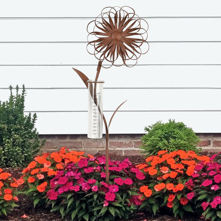 JUJOYBD Regenmesser für Garten Frostsicher mit Stab, Dekorativer Niederschlagsmesser H 110 cm, Regen