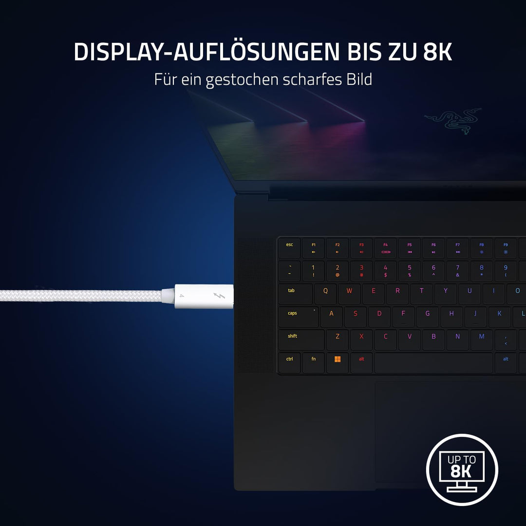 Razer Thunderbolt 4 Kabel - Performance Thunderbolt Kabel (40 GB/s, bis zu 8K Auflösung, 100W Auflad