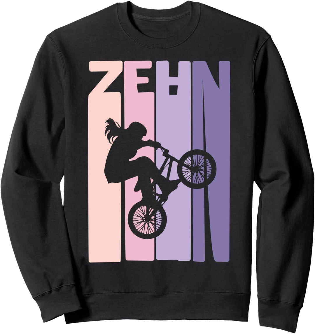 10. Geburtstag Mädchen Kinder BMX Fahrrad Fan Retro Motiv Sweatshirt