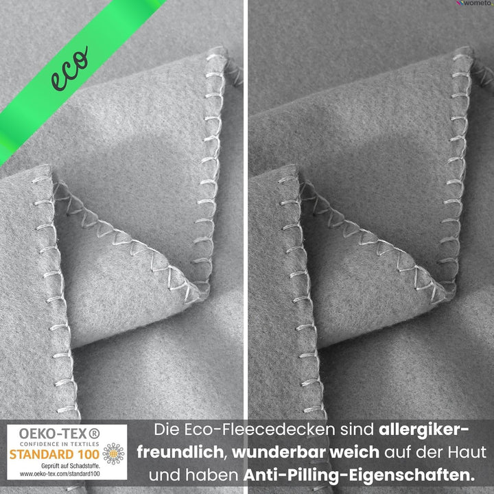 wometo 10er Vorteilspack Eco Fleecedecke aus 100% recyceltem Material +geprüft 130x160 ca.