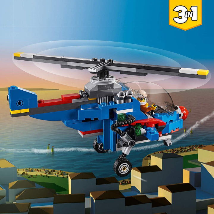 LEGO 31094 Creator Rennflugzeug, Hubschrauber oder Düsenjäger, 3-in-1 Bauset, Flugzeugsspielset mit