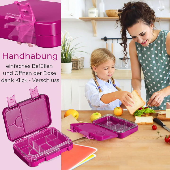 My Vesperbox – Len - Bento Box Kinder - Lunchbox mit 4+2 Fächern - extrem robust – Brotdose – Brotbo