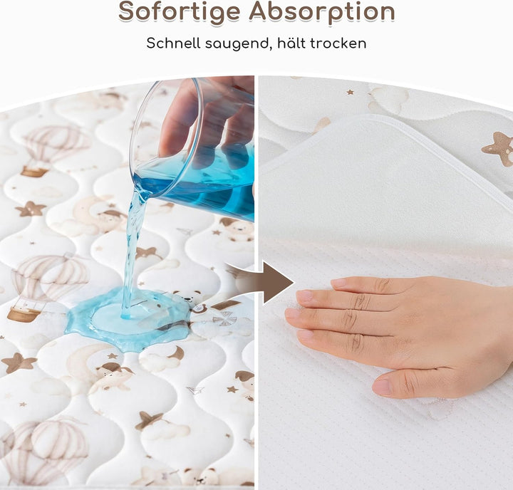 2er-Pack Bettunterlage Wasserdicht Kinder, Waschbar PIPI Unterlage Bett Kinder, Betteinlagen Inkonti