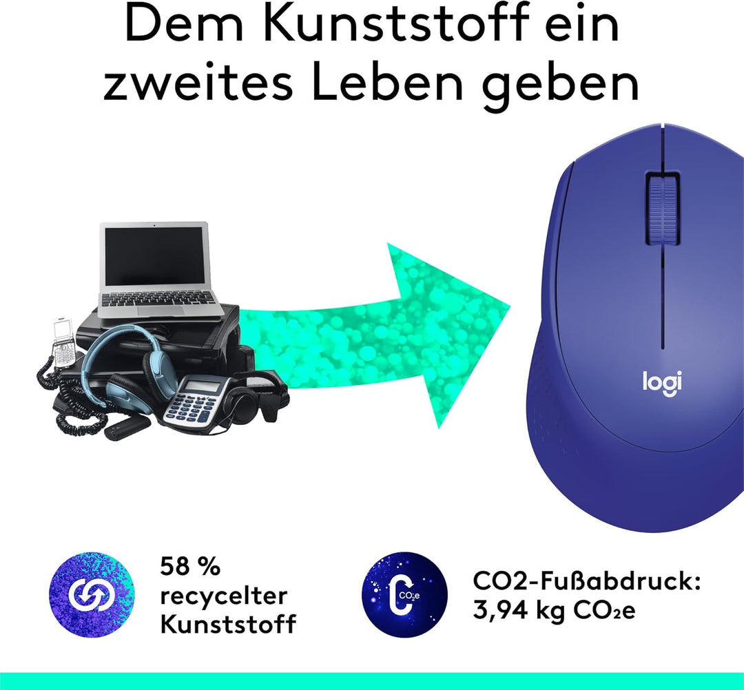 Logitech M280 Kabellose Maus, 2,4 GHz mit USB-Nano-Empfänger, 1000 DPI Optical Tracking, 3 Tasten, 1