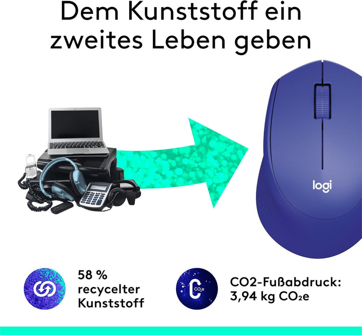Logitech M280 Kabellose Maus, 2,4 GHz mit USB-Nano-Empfänger, 1000 DPI Optical Tracking, 3 Tasten, 1