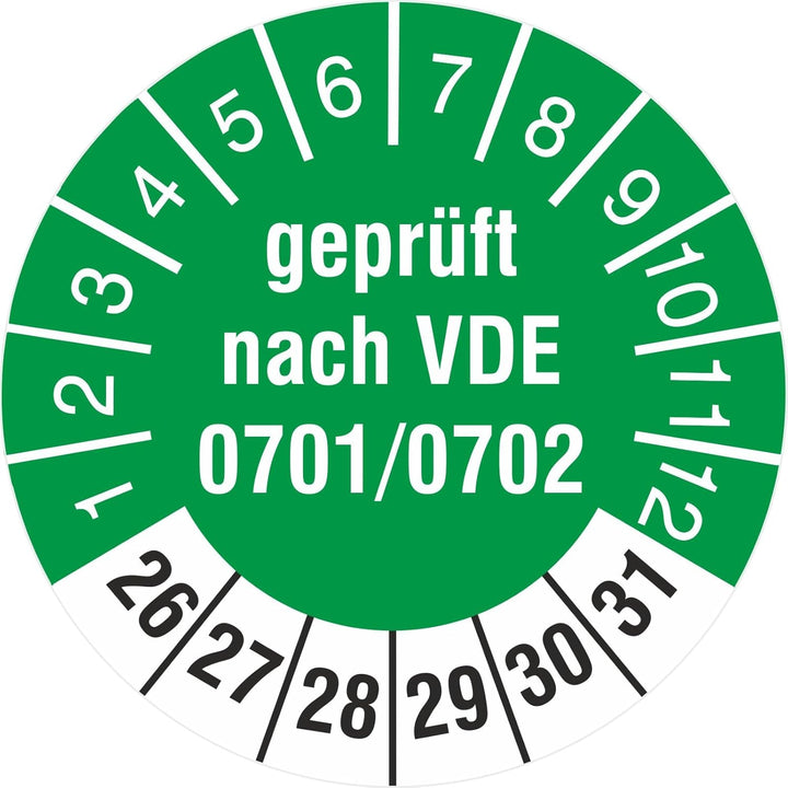 1000 Prüfetiketten 18mm geprüft nach VDE 0701/0702 Prüfplaketten 2022-27 1000 18mm Durchmesser, 1000