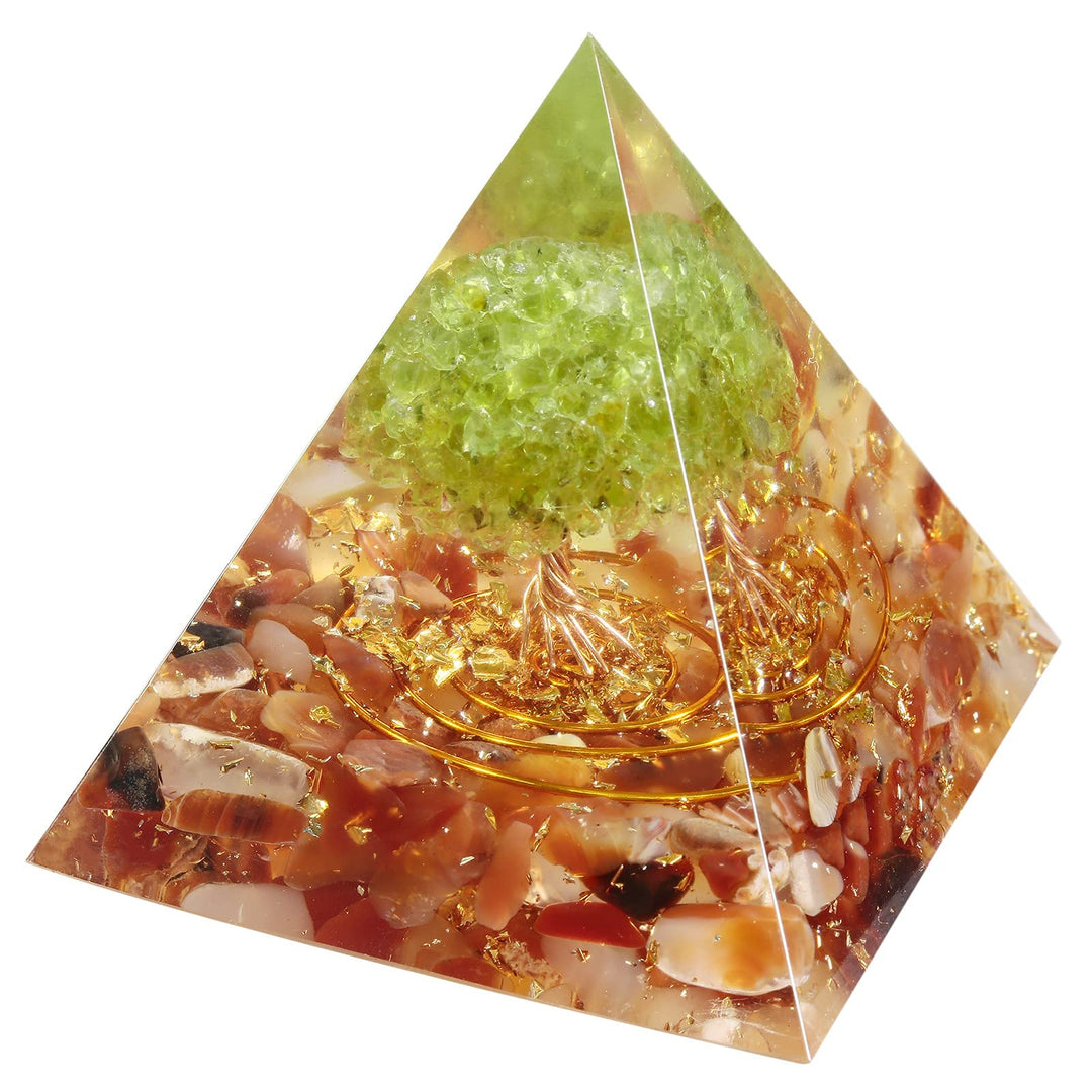 Nupuyai Karneol Kristall Pyramide Baum des Lebens Edelstein Pyramide Deko für Yoga Meditation, Zimme