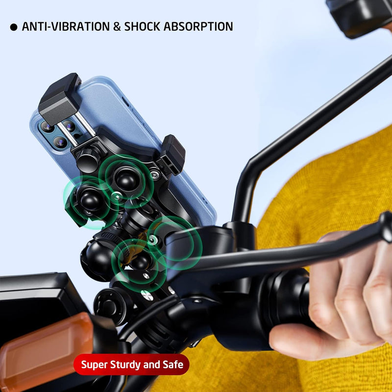 iMESTOU Anti-Vibrations Motorrad Telefonhalterung 1" Kugel Lenker Vorbau Telefonhalterung Anti-Diebs