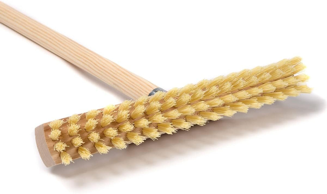 BawiTec Schrubber, Rheinischer Wischer, 28cm Breit/Lang, mit Stiel, Holzstiel, Bodenschrubber mit Me