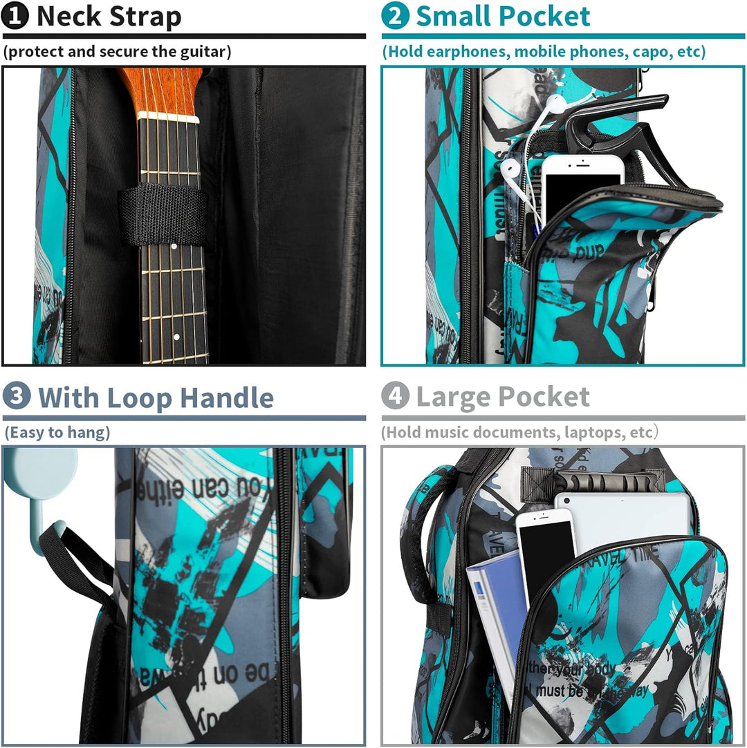 Gitarrentasche Full Size, 39 40 41inch Akustikgitarre Gig Bag, 15mm dick gepolstertes Gitarrenetui w
